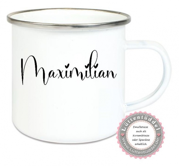 ♥ Becher Tasse Emaillebecher personalisiert Name Wunschname, Einschulung KITA Dankeschön, Muttertag, Vatertag Abschied, Jubiläum, Geschenk, von Lüttentüddel